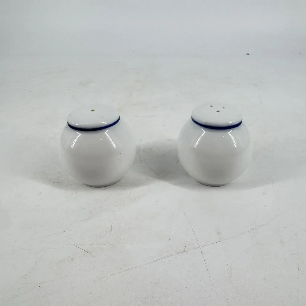 Dansk Bistro Blue White Salt & Pepper Shakers Set 2”